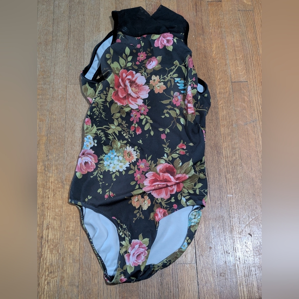 Eleve Floral Black Leotard